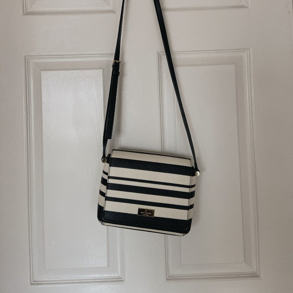 Kate spade stripe crossbody bag black and white